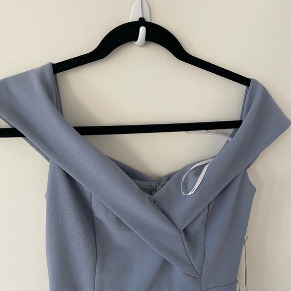 Lulus Song of Love Blue Grey Off-the-Shoulder Maxi Dress - Picture 4 of 8